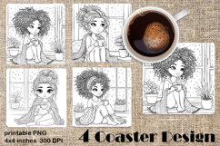 Summer girls Coaster Design |Coloring pages Product Image 1