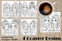 Summer girls Coaster Design |Coloring pages Product Image 1