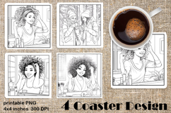 Summer girls Coaster Design |Coloring pages Product Image 1