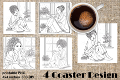 Summer girls Coaster Design |Coloring pages Product Image 1