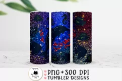 glitter tumbler wrap with ocean creatures shown on tumblers
