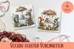 Cute gnome Square Coaster Sublimation Design Product Image 1
