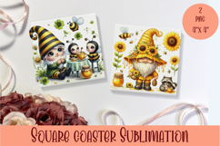 Cute gnome Square Coaster Sublimation Design Product Image 1