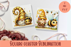 Cute gnome Square Coaster Sublimation Design Product Image 1