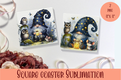 Cute gnome Square Coaster Sublimation Design Product Image 1