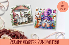 Cute gnome Square Coaster Sublimation Design Product Image 1