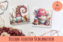 Cute gnome Square Coaster Sublimation Design Product Image 1