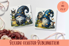 Cute gnome Square Coaster Sublimation Design Product Image 1