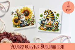 Cute gnome Square Coaster Sublimation Design Product Image 1