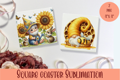 Cute gnome Square Coaster Sublimation Design Product Image 1