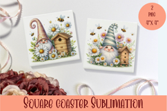 Cute gnome Square Coaster Sublimation Design Product Image 1