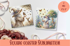 Cute gnome Square Coaster Sublimation Design Product Image 1