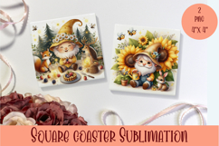 Cute gnome Square Coaster Sublimation Design Product Image 1