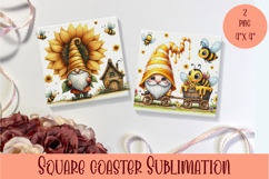 Cute gnome Square Coaster Sublimation Design Product Image 1
