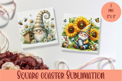 Cute gnome Square Coaster Sublimation Design Product Image 1