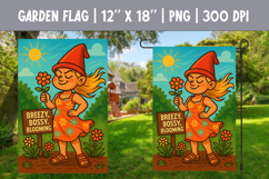 Garden Flag Sublimation | Breezy Bossy Gnome PNG Product Image 1