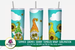 summer sunflower gnomes tumbler sublimation design