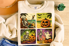 Summerween PNG, Summer Halloween PNG, Spooky PNG, Skeleton Product Image 1