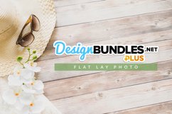 Summer Hat and Orchids Flat Lay Photo Product Image 1