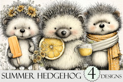 Whimsical Summer Hedgehog Clipart Product Image 1