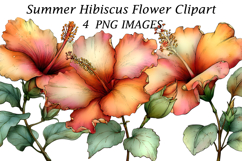 Summer Hibiscus Flower Clipart Product Image 1