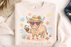 highland cow png, beach club design, summer cow png, coastal cow design, cow sublimation png, beach shirt design, cow lover gift, summer coastal png, cute animal png, vacation shirt png