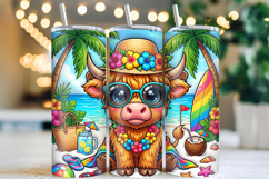 Summer Highland Cow Tumbler Wrap Product Image 1