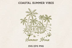 Summer House SVG Tropical Beach Cottage Coastal Line Art Product Image 1