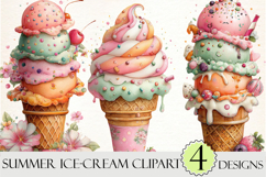 Whimsical Summer Ice-Cream Clipart Product Image 1