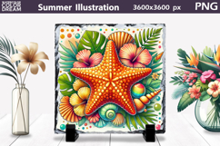 starfish tropical flowers leaves Slate Design | Summer Product Image 1