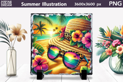 Tropical Beach Hat Glasses Art | Summer Sublimation Product Image 1