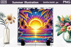 Tropical Sunset Ocean Art | Beach Sublimation Product Image 1
