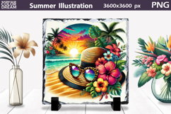 Tropical Beach Sunset Art | Summer Sublimation Product Image 1