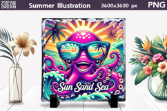 Cute Octopus Summer Clipart | Beach Sublimation Product Image 1