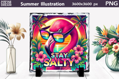 Flamingo Stay Salty Summer Clipart | Tropical Shirt Sublimat Product Image 1