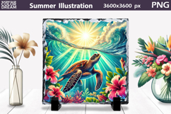 Sea Turtle Ocean Scene Clipart | Tropical Summer Sublimation Product Image 1