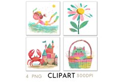 Summer Illustrations Watercolor Clipart PNG