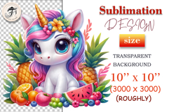 Kawaii unicorn summer clipart for printable crafts, greeting cards, wall art, and apparel.