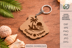 Summer Keychain Laser Cut. Summer Keyring SVG Product Image 1