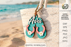 Summer Keychain Laser Cut. Summer Keyring SVG Product Image 4