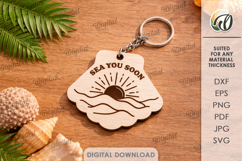 Summer Keychain Laser Cut. Summer Keyring SVG Product Image 1