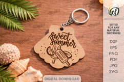 Summer Keychain Laser Cut. Summer Keyring SVG Product Image 1