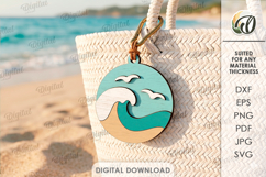 3D Summer Keychain Laser Cut. Summer Keyring SVG Product Image 1