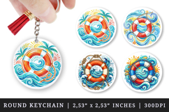 Summer round keychain pintable sublimation design png Product Image 1