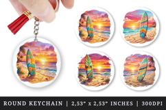 Summer round keychain pintable sublimation design png Product Image 1