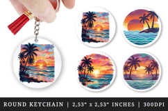 Summer round keychain pintable sublimation design png Product Image 1