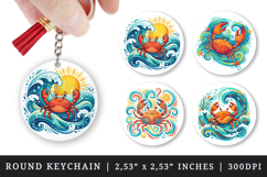 Summer round keychain pintable sublimation design png Product Image 1