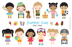 kids and summer activities vector eps png clip art bundle