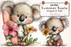 Summer Koala Clipart Set Product Image 1
