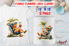 Summer vacation clipart elderly lady with cocktail relaxing Product Image 1